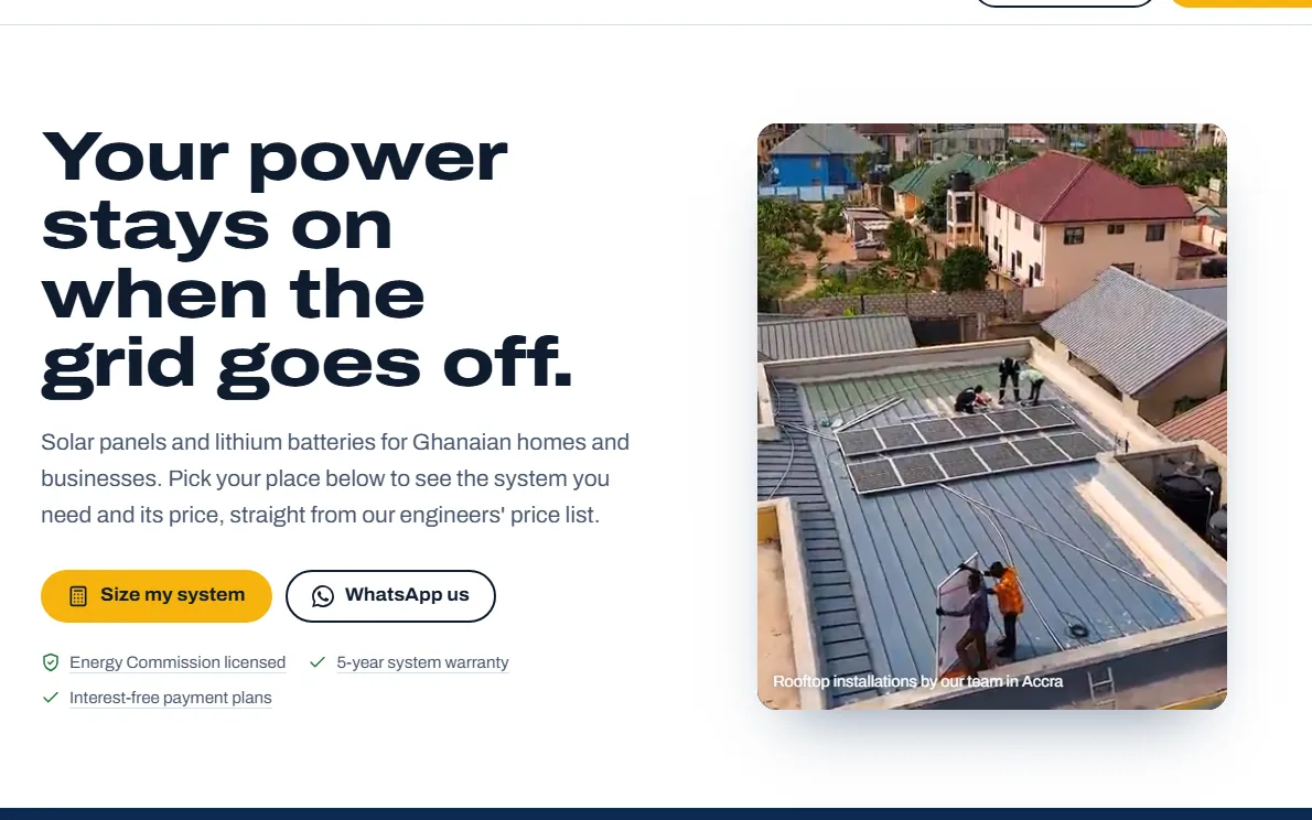 Deep Solar website: your power stays on when the grid goes off
