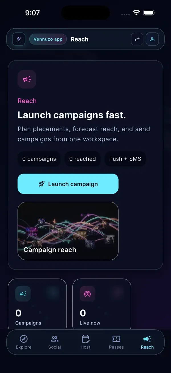 Vennuzo reach: launch campaigns fast
